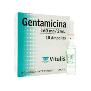 Gentamicina 160mg/2mL Solución Inyectable Vitalis