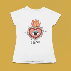 Camiseta de mujer ilustrada por Juanita Pinta - I see you