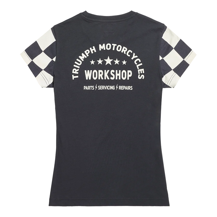 Triumph Camiseta de manga corta con tablero de ajedrez para mujer - Imagen 3