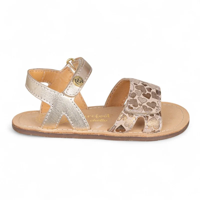 Sandalia piel corazones oro – Chetto - Imagen 5