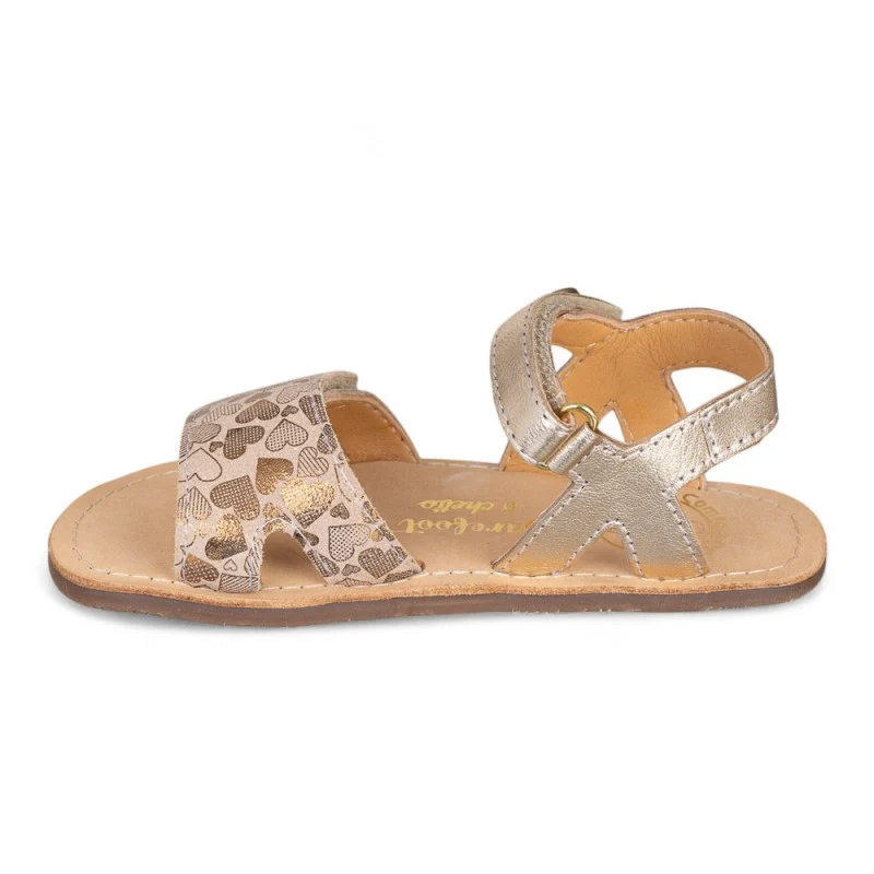 Sandalia piel corazones oro – Chetto - Imagen 3