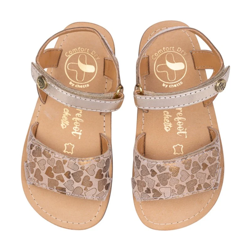 Sandalia piel corazones oro – Chetto - Imagen 4