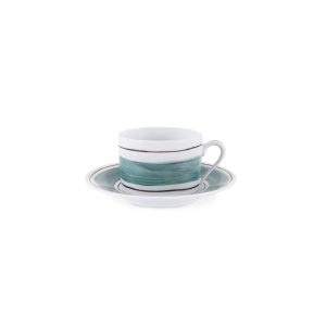 Taza de té con plato Tangerine Verde Cactus